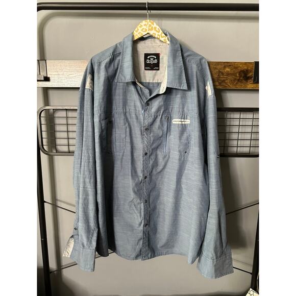 LR Scoop Men's Blue Button Front Shirt | Size 5X - Picture 1 of 5